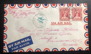 1943 Canadian Army Post Office CAPO 2 NFLD Airmail Censored cover To Vancouver B