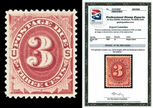 Scott J24 1891 3c Bright Claret Postage Due Mint Graded VF 80 NH with PSE CERT!