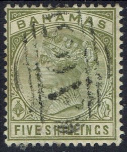 BAHAMAS 1884 QV 5/- USED