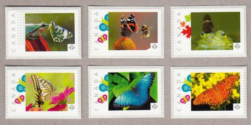 BUTTERFLY = BEE = FROG = Set of 6 Picture Postage MNH Canada 2016 [p16/04-2bf6]