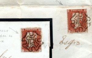 GB Scotland Covers{2} Denny Stirlings SHORT ARM MX 1d Red 1841-1844 X21b