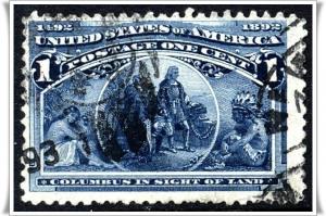 SC#230 1¢ Columbus in Sight of Land (1893) Used