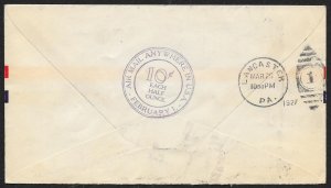 UNITED STATES First Flight Cover 1927 Detroit to Lancaster Delayed sent by train