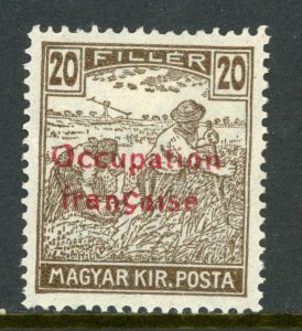 Hungary 1919 French Occupation 20f Gray Brpwn Sc # 1N7 Mint M884 ⭐⭐⭐⭐⭐⭐ 