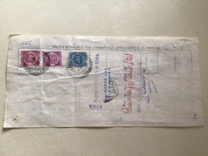 Italy Revenue stamps on reverse of cheque document A11769