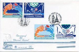 1994 Channel Tunnel Stuart First Day Cover Joint Issue 