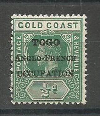 TOGO, 1916, MVLH 1/2p, Overprinted Scott 80