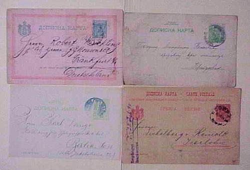 SERBIA POSTAL CARDS 1891,1894,1909,1918 , 1 FOLDED