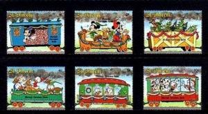 ST VINCENT - 1988 - DISNEY - CHRISTMAS TRAIN - MICKEY - 6 X MINT - MNH SET!