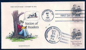 UNITED STATES FDC 20¢ Nation Readers DUAL 1984 Collins H-P