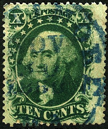 U.S. #35 Used blue cancel Sm tear