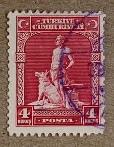 Turkey 1930 4k Blacksmith & His Wolf, used. Scott 689, CV $0.40. Isfila 1218