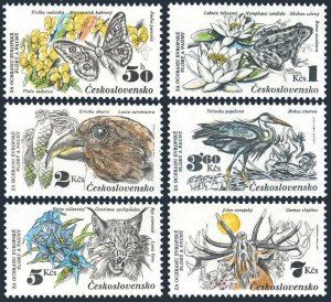Czechoslovakia 2456-2461,MNH.Butterfly,Water lilies,Frog,Pine cones,Herons,Lynx,
