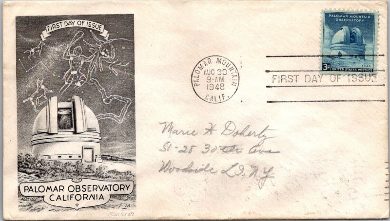 FDC 1948 SC #966 Smartcraft Cachet - Palomar Mt CA - Single - J1597