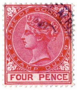 (I.B) Cape of Good Hope Revenue : Stamp Duty 4d (1879)