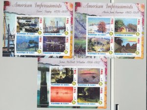 Guinea 2003 American Impressionists, Art, Rotary 7v M/S of 4