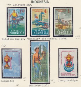 Indonesia 1967 Badminton, Aircraft, Bali Mi 578-582, 584A, 585-587, 590-591 MNH