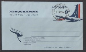 Cocos Islands - Australia 9c Aerogramme used in Cocos Isl. 1966  (1)