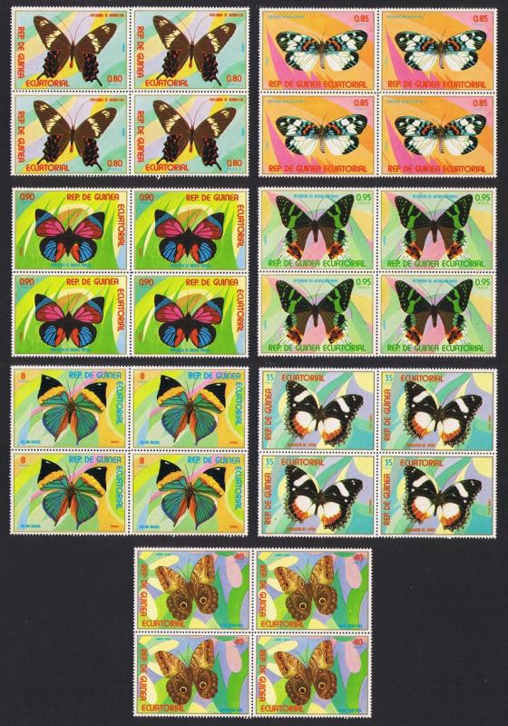 Eq. Guinea Butterflies 7v Blocks of 4 MI#1025-1031