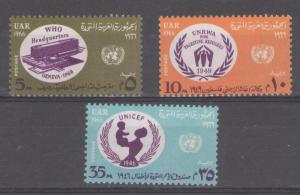 Egypt 1966 World Health Organization Scott # 707 - 709 MNH