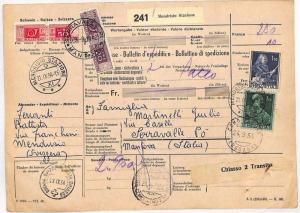 SWITZERLAND RAILWAY STATION Parcel 1954 Italy Postage Due {samwells-covers}SS275