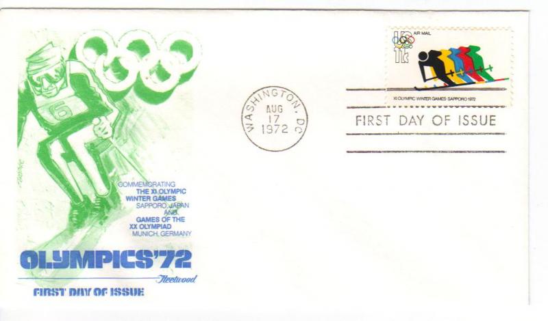 US #C85 11c Olympic Skiing FDC Fleetwood ECV $4.50