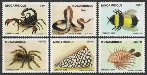 Mozambique 1074-1079,MNH.Michel 1156-1161. Venomous Species 1089:Pandinus,Bombus