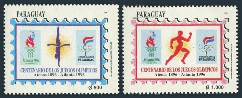 Paraguay 2535-2536,MNH.Michel 4716-4717. Olympics Atlanta-1996. Diving, Running. 