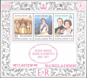 Bangladesh #125a, Complete Set, S/S Only, 1977, Royalty, Never Hinged