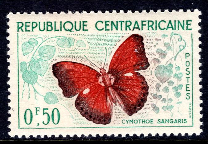 Central African Republic 4 Butterfly MNH VF