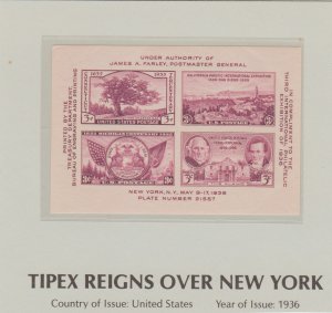 1936 US Stamps New York Tipex Reigns Over New York  Souvenir Sheet  MNH