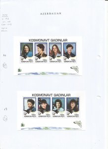 AZERBAIJAN - 1995 - Space Women - Perf 2 x 4v Sheets - Mint Lightly Hinged