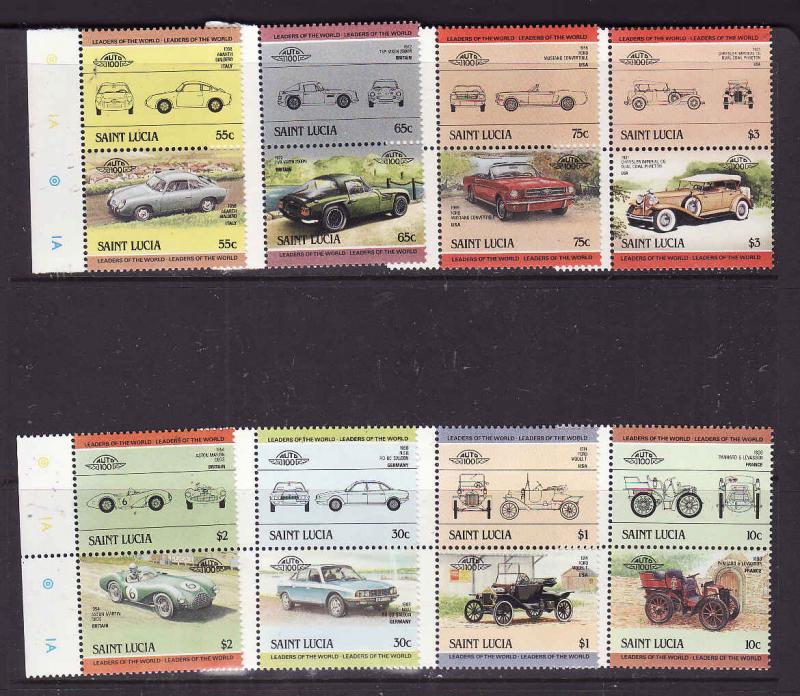 St. Lucia-Sc#686-93-Unused NH set-Classic Cars-Automobiles-1984-