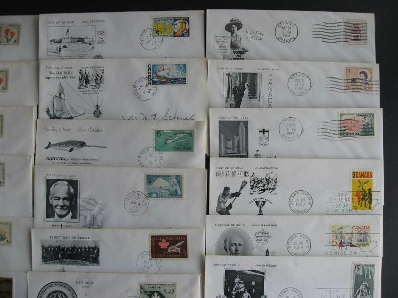 Canada 33 Rosecraft cachet FDC First Day Covers mostly 1960s era different