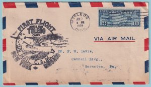 UNITED STATES FIRST FLIGHT COVER - 1928 FROM TOLEDO OHIO - CV007