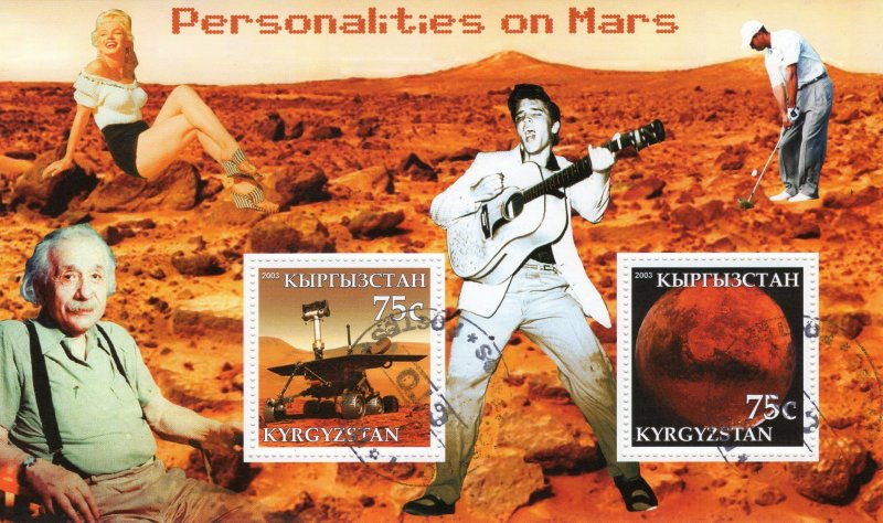 Kyrgyzstan 2003 MARS SPACE-MARILYN MONROE-ALBERT EINSTEIN -ELVIS S/S CTO