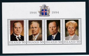 Iceland # 788, Presidents of Iceland, Souvenir Sheet Mint NH, 1/2 Cat.