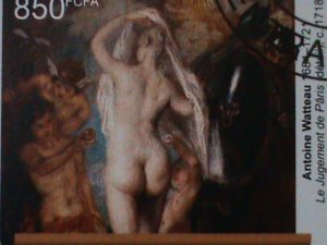 ​CENTRAL  AFRICA--FAMOUS NUDE ARTS PAINTINGS-BY  D'ANTOINE WATTEAU-CTO S/S