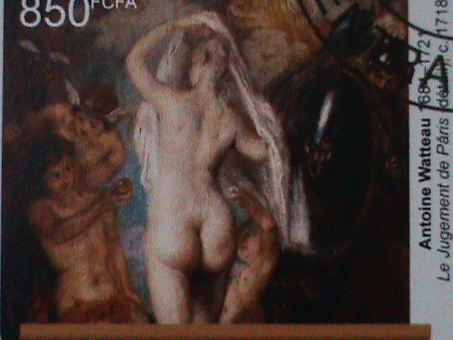 ​CENTRAL  AFRICA--FAMOUS NUDE ARTS PAINTINGS-BY  D'ANTOINE WATTEAU-CTO S/S