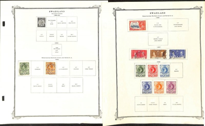 Swaziland Stamp Collection on 11 Scott Specialty Pages, 1889-1967 (BC)