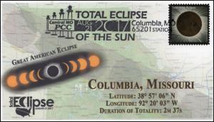 17-239, 2017, Total Solar Eclipse, Columbia MO, Event Cover, Pictorial Cancel,