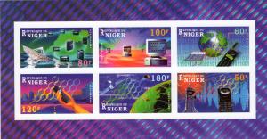 Niger 1997 Sc#952 Space Satellite/Computers/Cellular phone Sheetlet Imperf.MNH