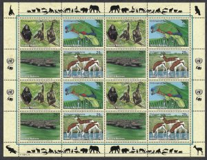 United Nations #639-642 29¢ Endangered Species (1994). Full mini-sheet. MNH