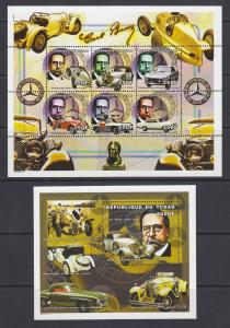 Chad Sc 847-848 MNH. 2000 Mercedes Benz Automobile History, cplt set of 2 sheets