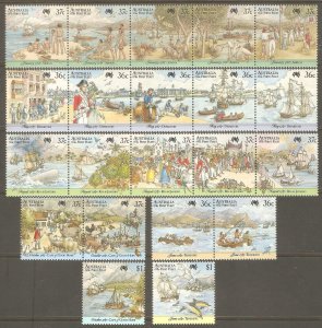 AUSTRALIA Sc# 1024 - 1030 MNH FVF Set 2 + 2x Pair + 3x Strip 1st Fleet Ships