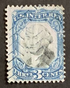 USA REVENUE STAMP SECOND ISSUE 1871 3 CENTS CUT CANCEL SCOTT #R105a