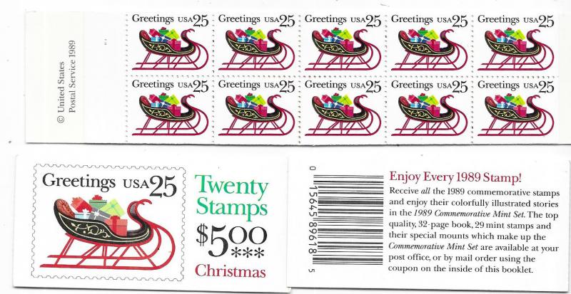 US#BK168 $0.25 1989 Christmas Booklet  (MNH) CV $10.00