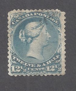 Canada # 28ii USED 12 1/2c LIGHT BLUE NO OUTER FRAMELINE VARIETY BS28049