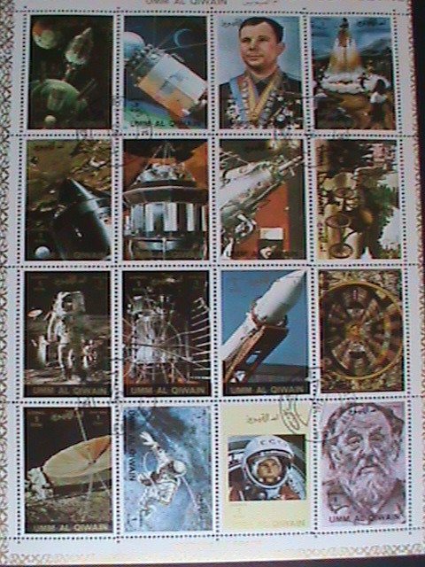 ​UNN AL QIWAIN STAMP:HISTORY OF SPACE  STAMPS CTO LARGE FULL SHEET VERY FINE