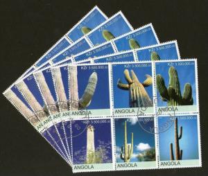 Angola 2000 Cactus Tree Plant Orchid Flora Setenant BLK/6 Cancelled X5 # 13505